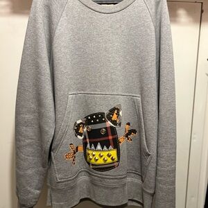 Burberry Gray Crewneck Sweatshirt with Studded Graphic Pocket